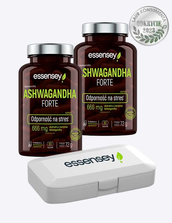 Zestaw Ashwagandha Forte w dwóch opakowaniach + Pillbox