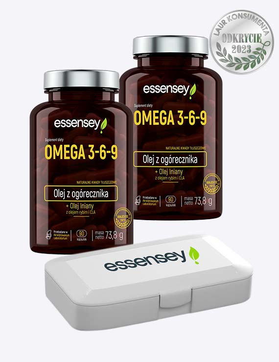 Zestaw Omega 3-6-9 w dwóch opakowaniach + Pillbox