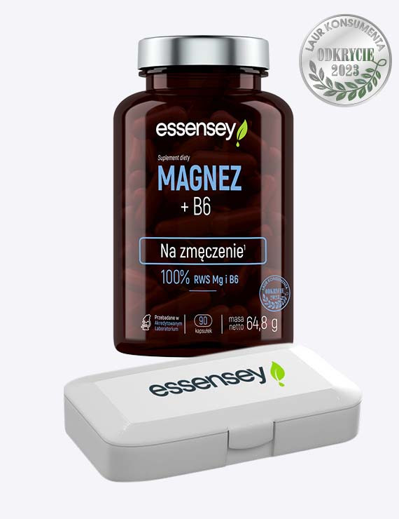 Essensey Magnez z witaminą B6 w 90 kapsułkach + Pillbox