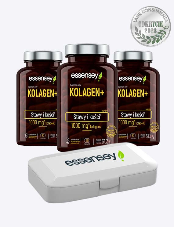 Zestaw Kolagen+ w trzech opakowaniach + Pillbox