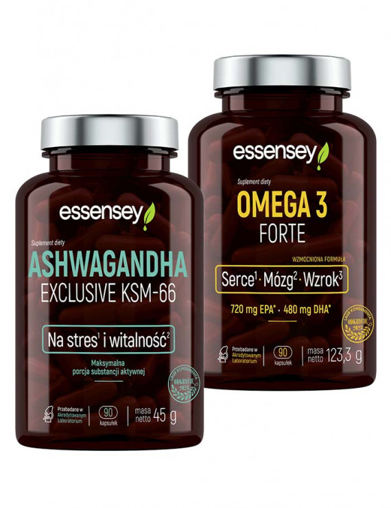 Ashwagandha KSM-66 + Omega 3 Forte od Essensey