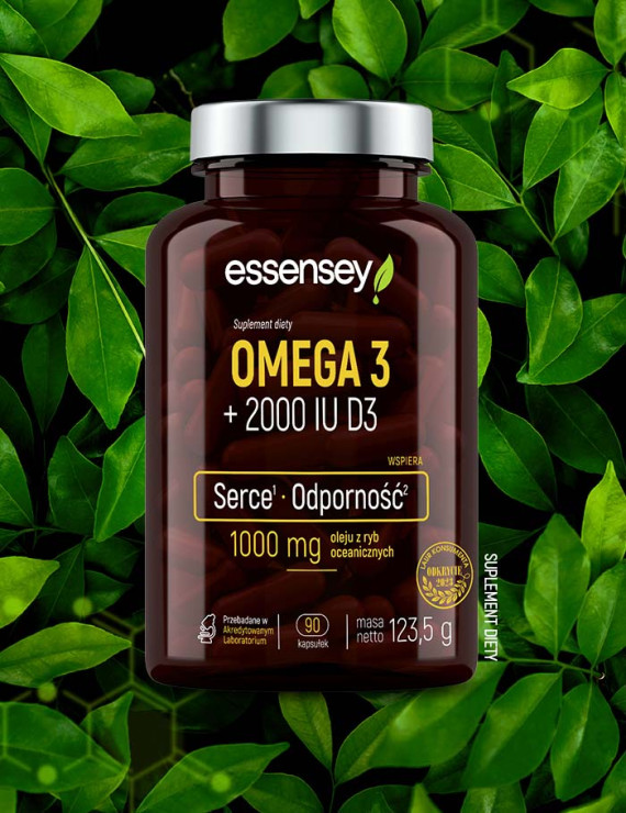 Omega 3 + 2000 IU D3 w 90 kapsułkach