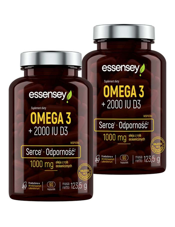 Omega 3 + 2000 IU D3 w dwóch opakowaniach