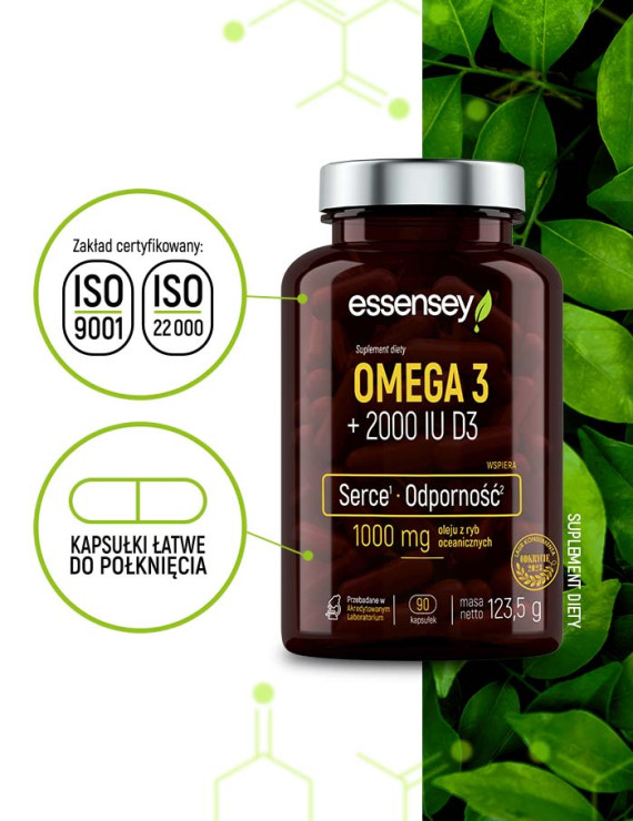 Omega 3 + 2000 IU D3 w dwóch opakowaniach