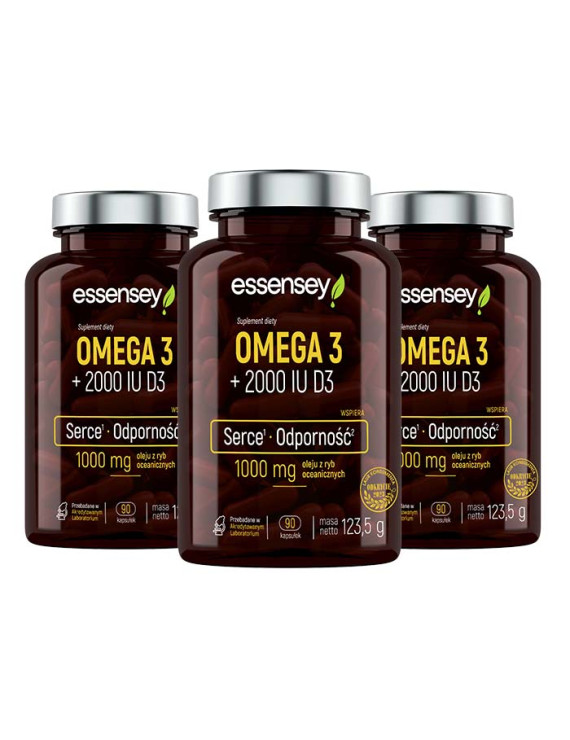 Omega 3 + 2000 IU D3 w trzech opakowaniach