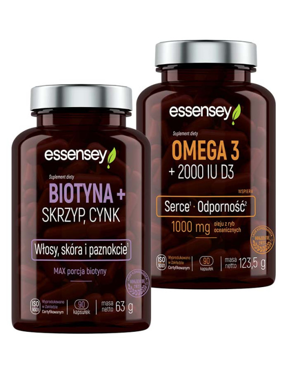 Biotyna + Skrzyp, Cynk z Omegą 3 + 2000 IU D3