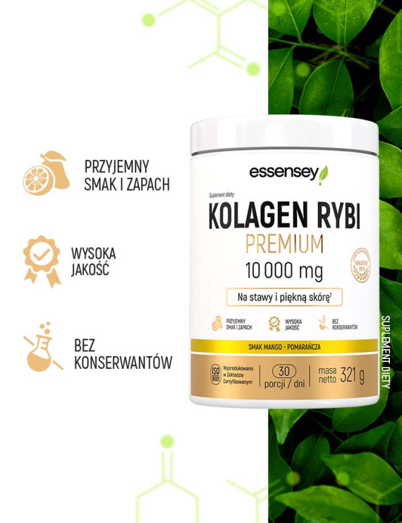 Kolagen Rybi Premium Smak Mango-pomarańcza 10000 mg - 321g