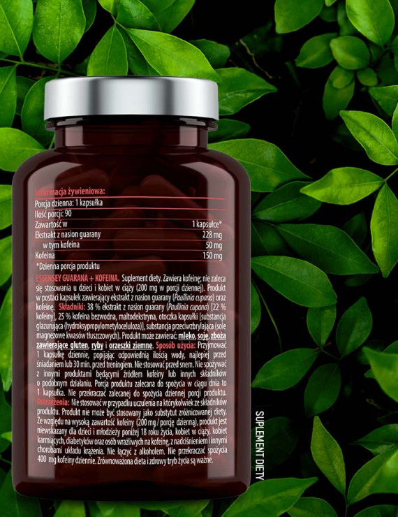 Guarana i Kofeina w 90 kapsułkach