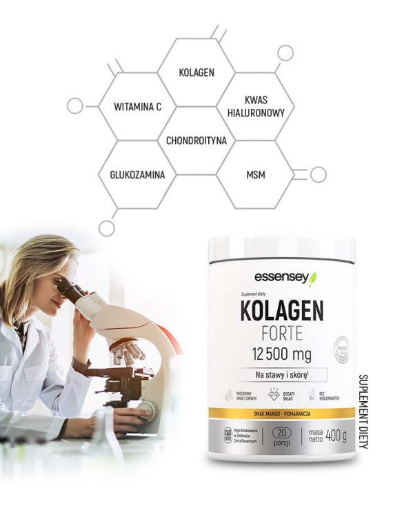 Kolagen Forte 12500 mg Smak Mango-pomarańcza - 400g