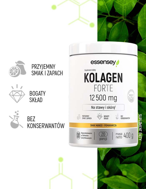 Kolagen Forte 12500 mg Smak Mango-pomarańcza - 400g