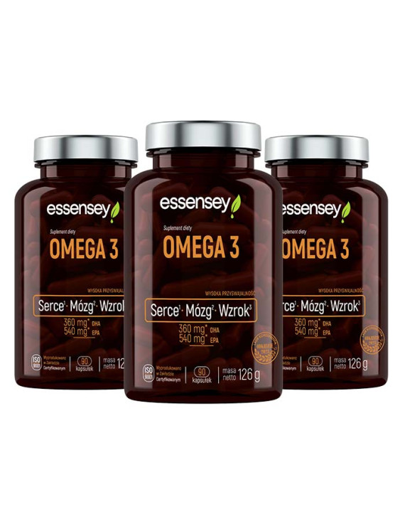 Kwasy tłuszczowe Omega 3 w trzech opakowaniach + Pillbox