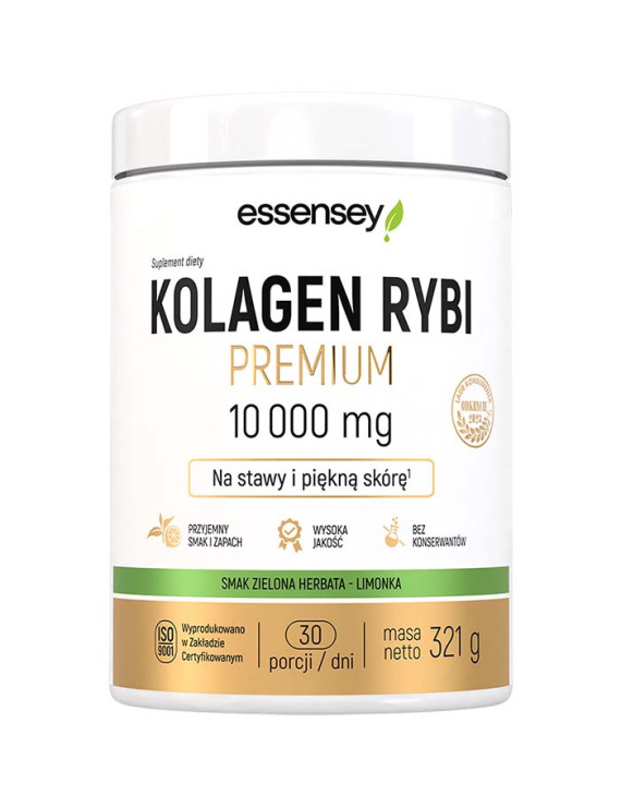 Kolagen Rybi Premium Smak Zielona Herbata - Limonka 10000 mg - 321g