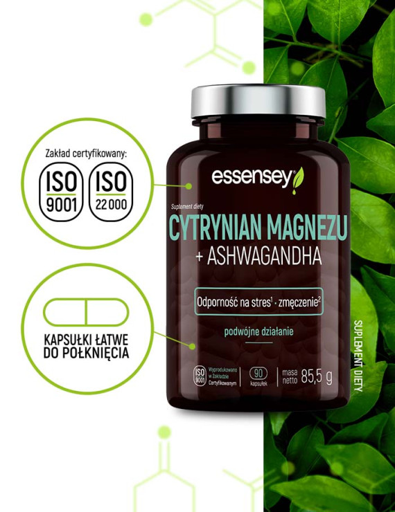 Zestaw Cytrynian Magnezu + Ashwagandha w dwóch opakowaniach