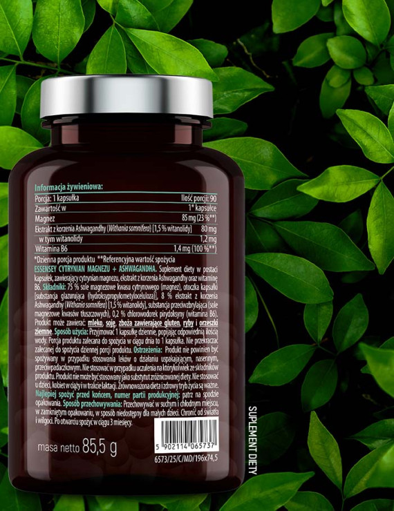 Zestaw Cytrynian Magnezu + Ashwagandha w dwóch opakowaniach