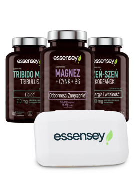 Żeń-szeń Magnez i Tribulus + Pillbox | Essensey | Potencja Witalność