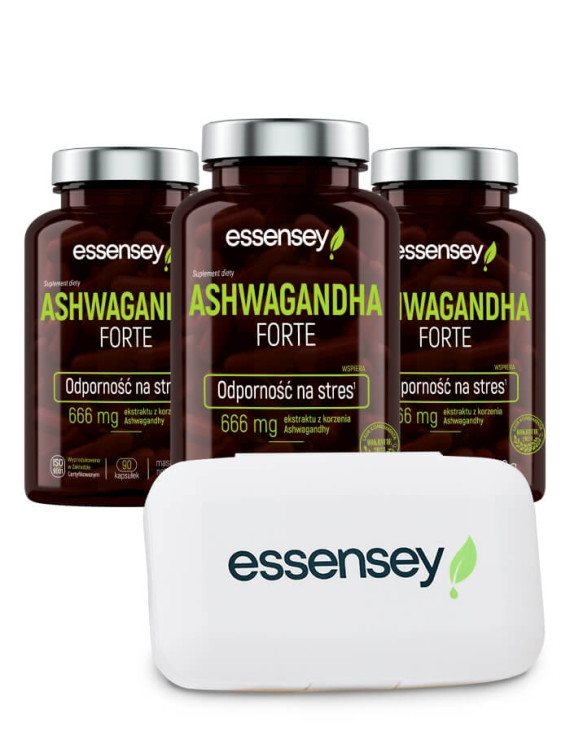 Ashwagandha Forte w trzech opakowaniach | Essensey | Adaptogeny Stres