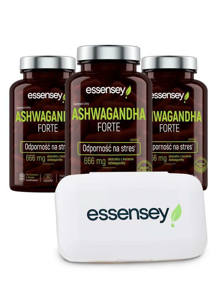 Ashwagandha Forte w trzech opakowaniach | Essensey | Adaptogeny Stres