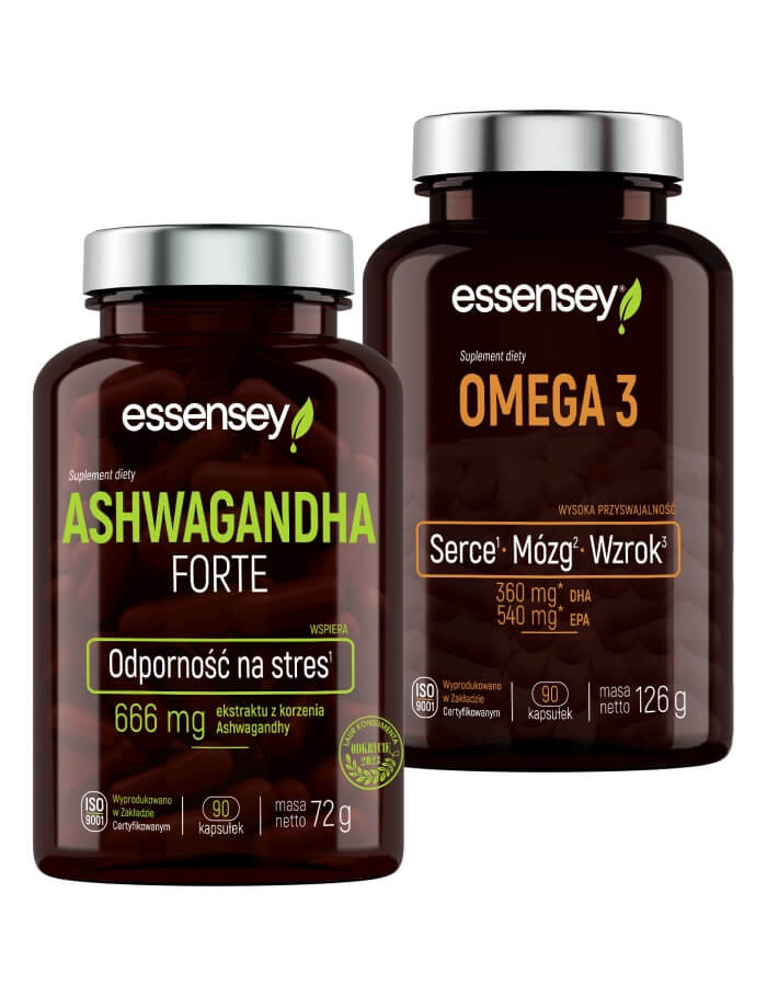 Ashwagandha Forte i Omega 3 | Essensey | Wzrok Serce Mózg i Stres