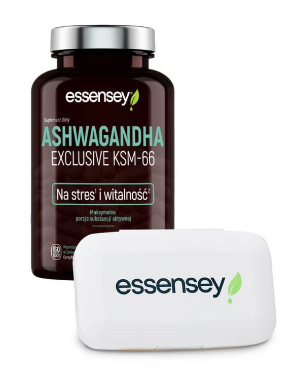 Ashwagandha Exclusive KSM-66 Pillbox | Essensey | Stres witalność Ashwagandha Exclusive KSM-66 Pillbox | Essensey | Stres witalność