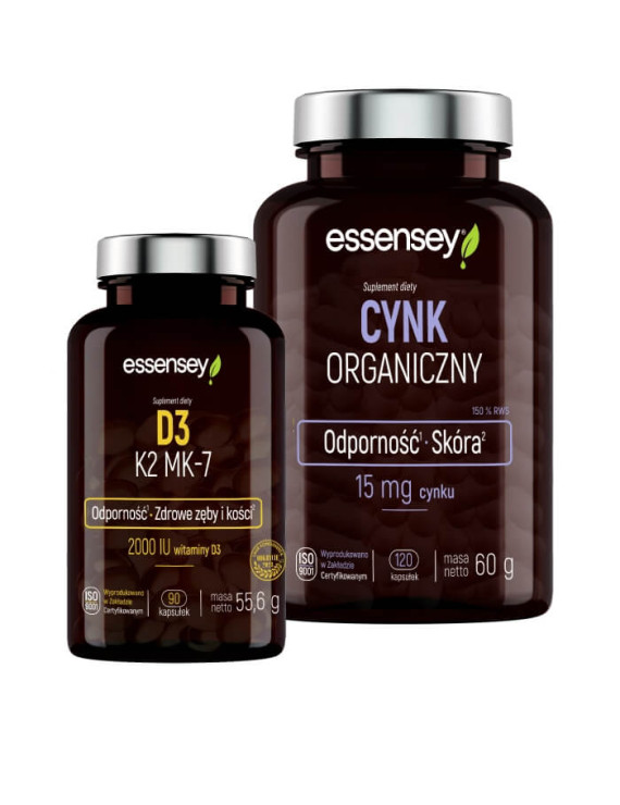 D3 K2 MK-7 i Cynk Organiczny | Essensey | Wsparcie odporności D3 K2 MK-7 i Cynk Organiczny | Essensey | Wsparcie odporności
