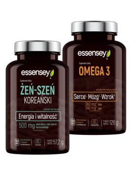 Żeń-szeń koreański i Omega 3 | Essensey | Witalność Energia Mózg Serce