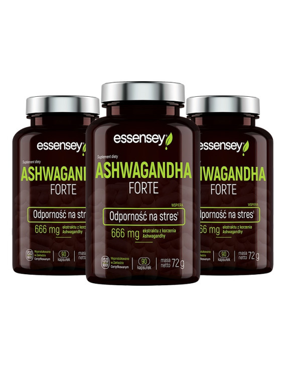 Zestaw Ashwagandha Forte w trzech opakowaniach | Essensey | Adaptogeny