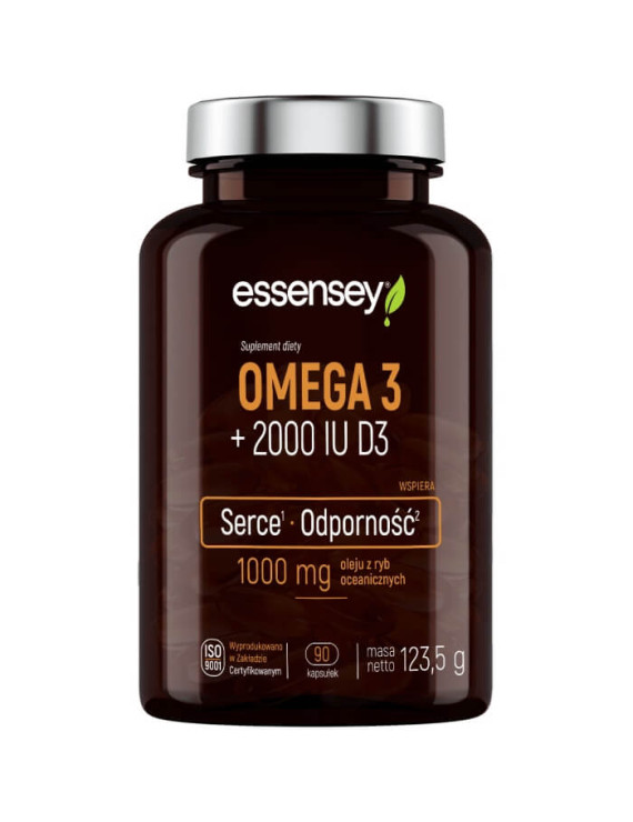 Omega 3 + 2000 IU D3 w 90 kaps | Essensey | Serce Mózg odporność