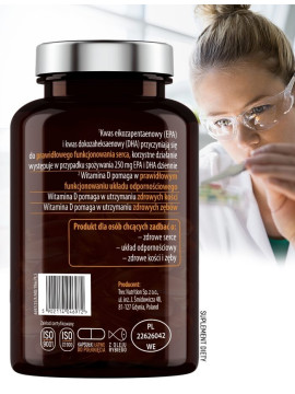 Omega 3 + 2000 IU D3 w 90 kaps | Essensey | Serce Mózg odporność Omega 3 + 2000 IU D3 w 90 kaps | Essensey | Serce Mózg odporność