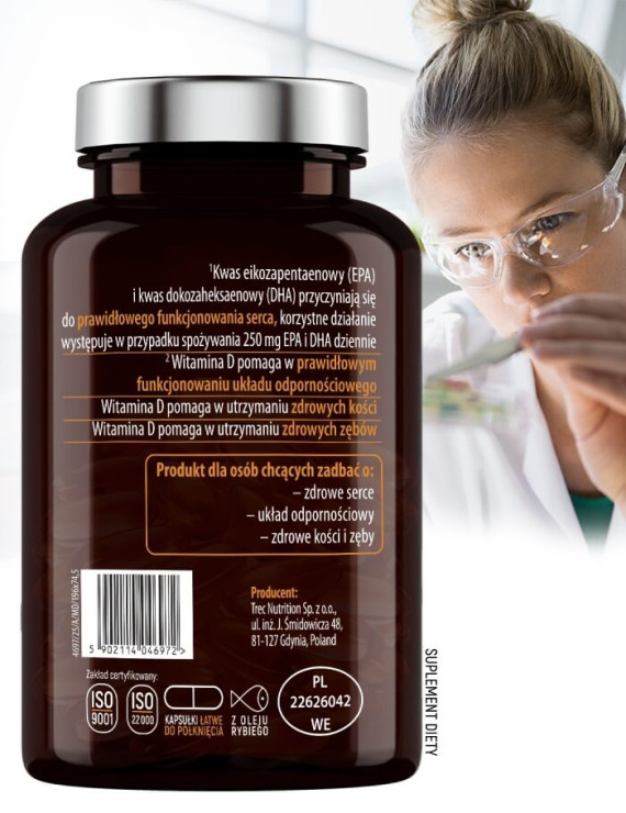 Omega 3 + 2000 IU D3 w 90 kaps | Essensey | Serce Mózg odporność Omega 3 + 2000 IU D3 w 90 kaps | Essensey | Serce Mózg odporność