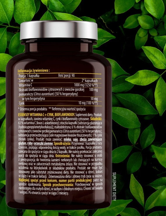 Witamina C + Cynk, Biaflowonoidy | Essensey | Odporność Zmęczenie