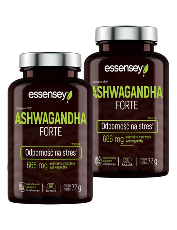 Ashwagandha Forte w 2 opakowaniach + Pillbox | Essensey | Stres