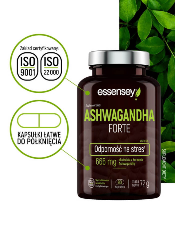 Magnez+B6 i Ashwagandha Forte | Essensey | Stres serce kości