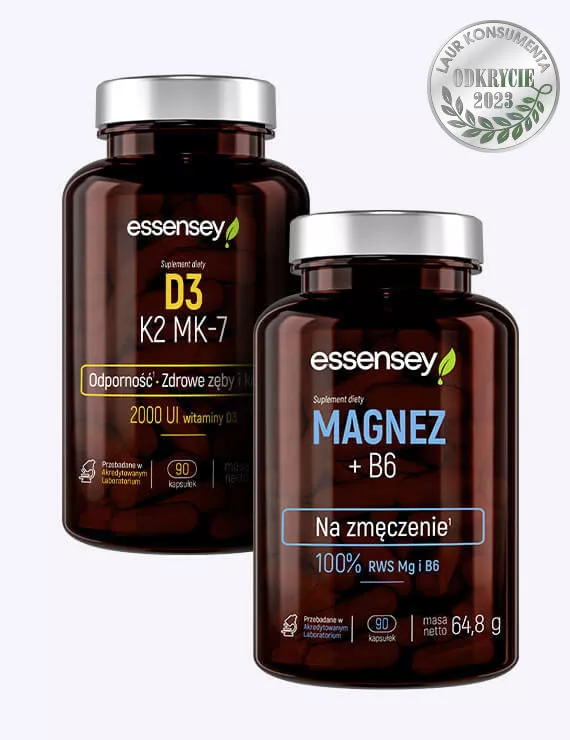 Magnez+B6 i Witamina D3 K2 MK-7 od Essensey