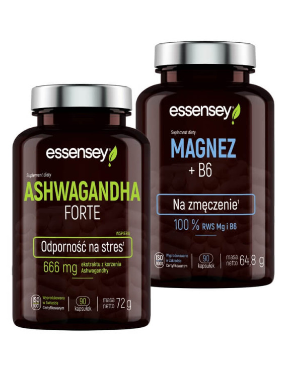 Magnez+B6 i Ashwagandha Forte | Essensey | Stres serce kości