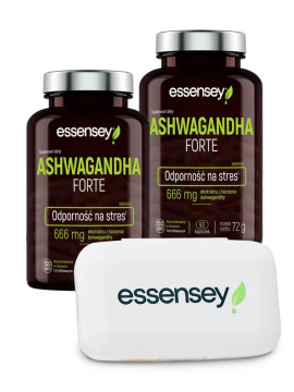 Ashwagandha Forte w 2 opakowaniach + Pillbox | Essensey | Stres