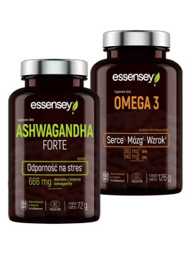 Ashwagandha Forte i Omega 3 | Essensey | Wzrok Serce Mózg i Stres