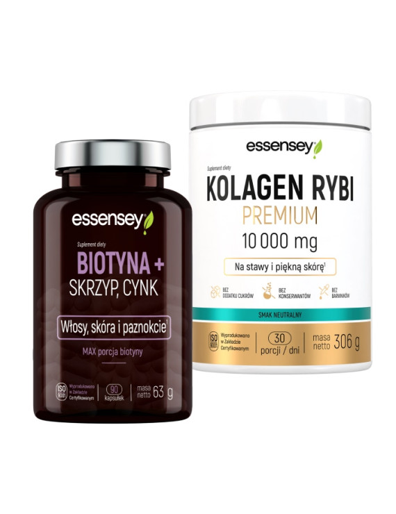 Kolagen Rybi Premium 10000mg z Biotyną + Skrzyp, Cynk | Essensey