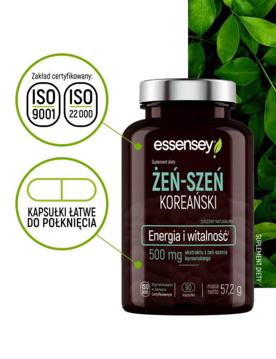 Żeń-szeń koreański i Omega 3 | Essensey | Witalność Energia Mózg Serce