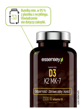 Witamina D3 K2 MK-7 + Pillbox | Essensey | Odporność Zęby Kości