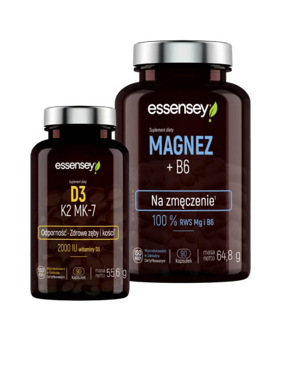 Magnez+B6 i Witamina D3 K2 MK-7 | Essensey | Na Odporność i zmęczenie