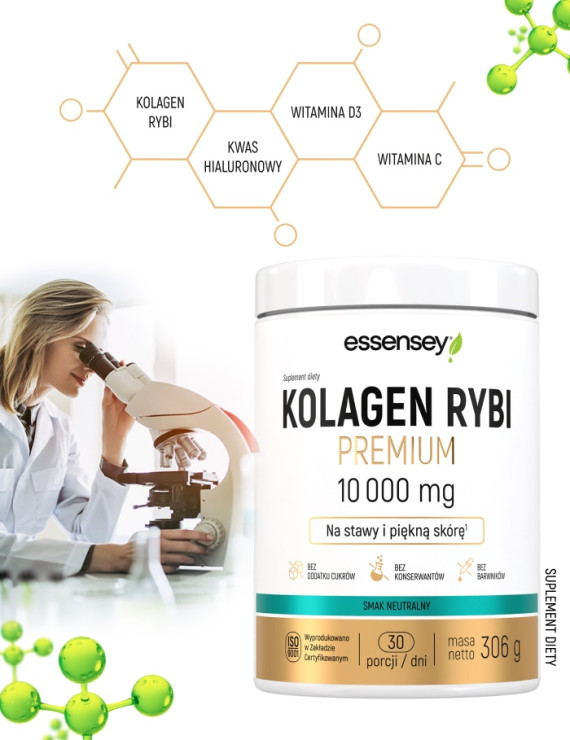 Kolagen Rybi Premium 10000mg z Biotyną + Skrzyp, Cynk | Essensey