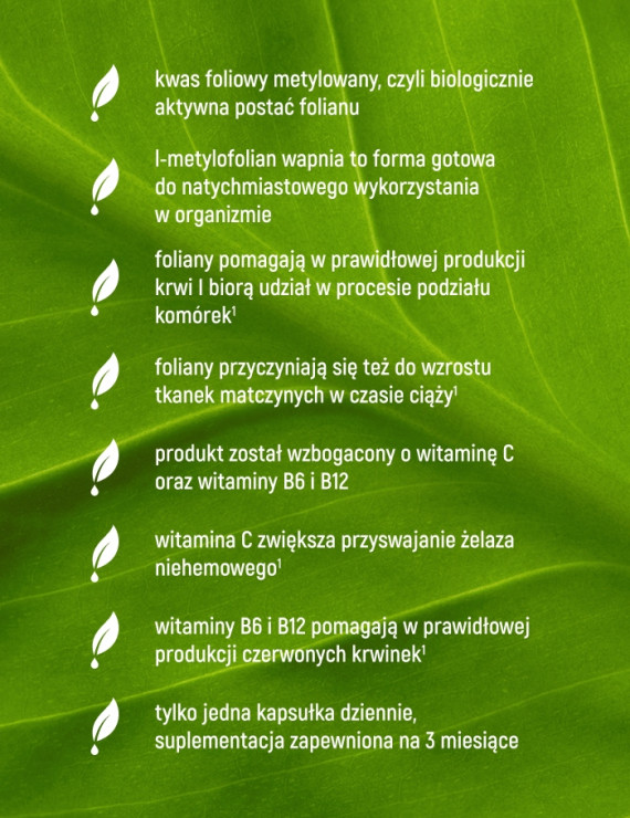 Kwas Foliowy Metylowany + w 90 kapsułkach