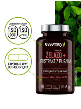 Żelazo + Ekstrakt z Buraka w 90 kapsułkach