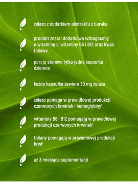 Żelazo + Ekstrakt z Buraka w 90 kapsułkach