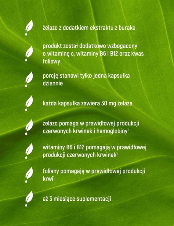 Żelazo + Ekstrakt z Buraka w 90 kapsułkach