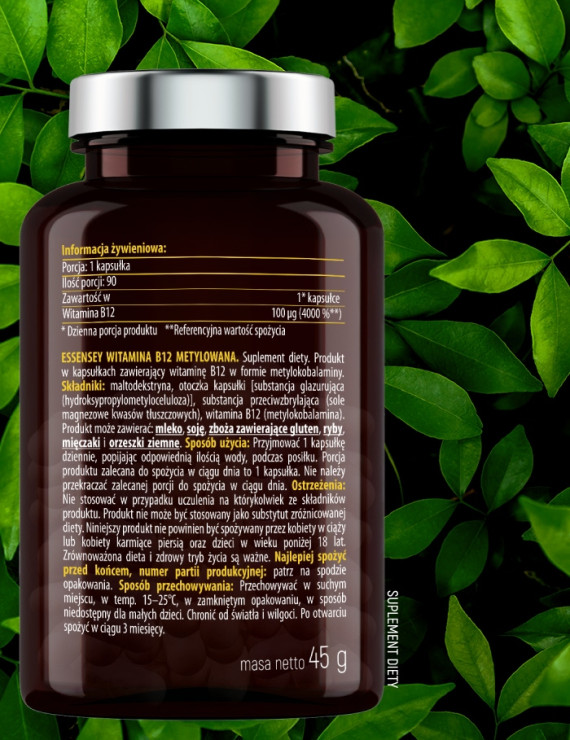 Witamina B12 Metylowana w 90 kapsułkach