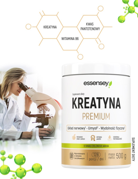 Kreatyna Premium Smak Zielone Jabłko - 500g