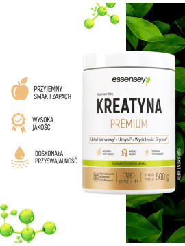 Kreatyna Premium Smak Zielone Jabłko - 500g
