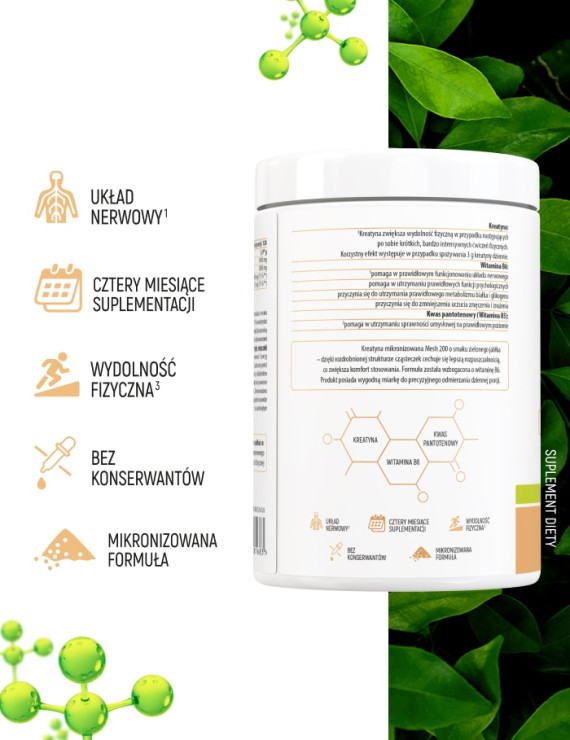 Kreatyna Premium Smak Zielone Jabłko - 500g