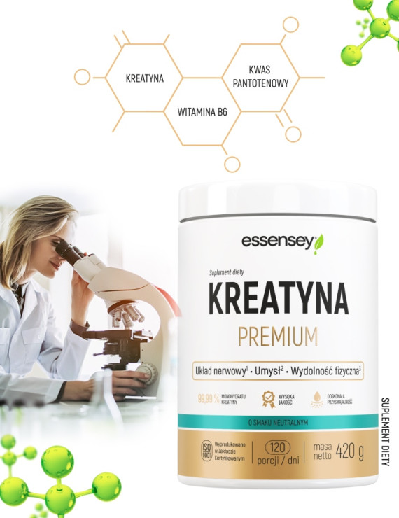 Kreatyna Premium Smak Zielone Jabłko - 500g